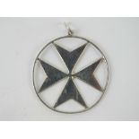 A large silver Maltese Cross pendant, having Malta 917 hallmark upon, 4.4cm dia.