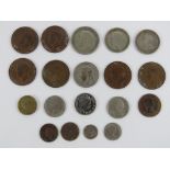 A small quantity of coinage including a 1927 Parliament House Australia one Florin coin,