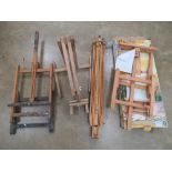 A quantity of artists folding easels. Four items.