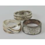 Three silver rings sizes M-N, each stamp