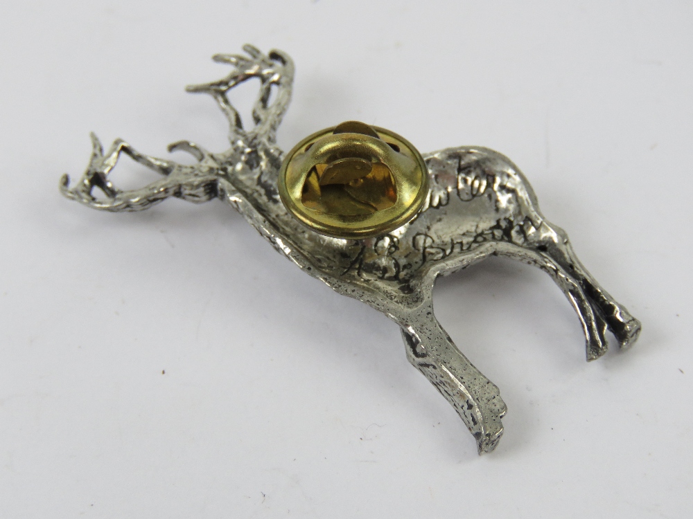 A pewter brooch in the form of a stag by AB Brown, in presentation box. - Image 3 of 3