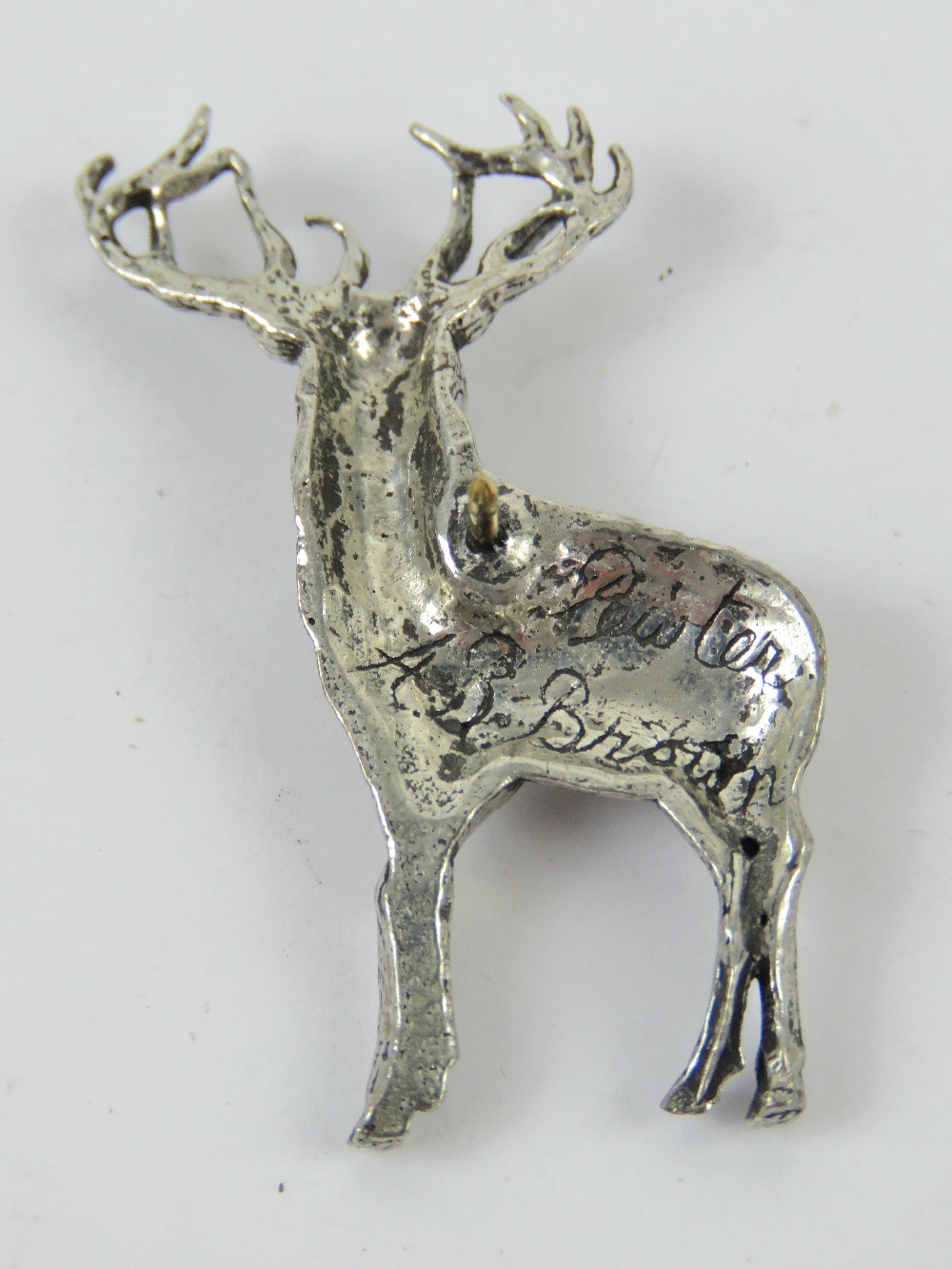 A pewter brooch in the form of a stag by AB Brown, in presentation box. - Image 2 of 3