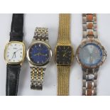 Four mens wristwatches including; stainless steel Ingersoll with navy blue dial and date aperture,
