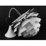 A Louis Poulsen PH Artichoke ceiling pendant light, white and stainless steel.