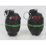 Two inert reproduction Mills grenades wi