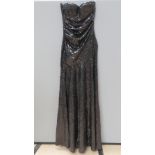 A floor length black sequin evening dres