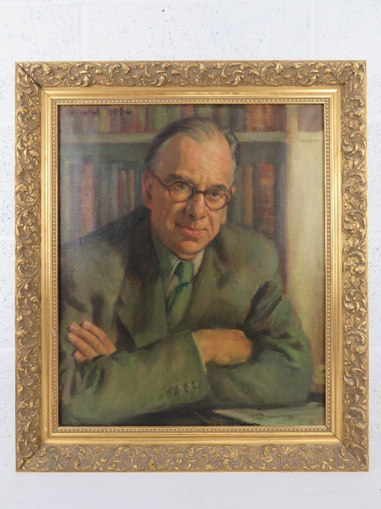 GHB (George) Holland (1901-1987), oil on canvas, half length portrait of the Composer William