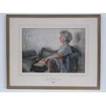 Pastel; a study of a recumbent lady reading upon a chaise longe entitled Eileen, signed Sonis