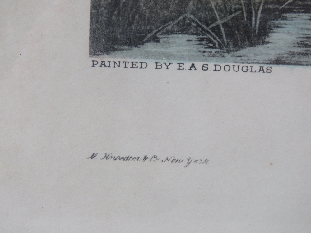 Four hunting themed hand coloured engravings, all in Hogarth frames, painted by E.A.S Douglas, - Image 3 of 8