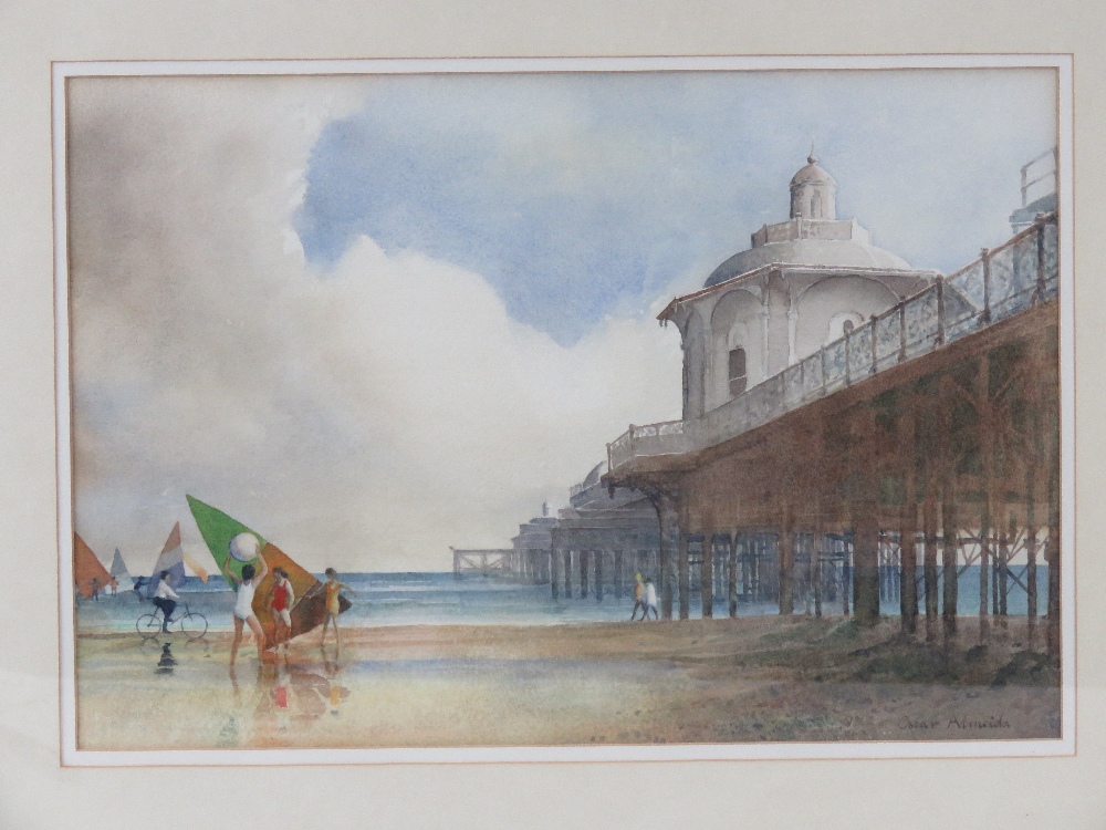 Oscar Almeida, watercolour entitled 'Dream of Brighton' c1985, depicting the underside of Brighton - Image 2 of 7