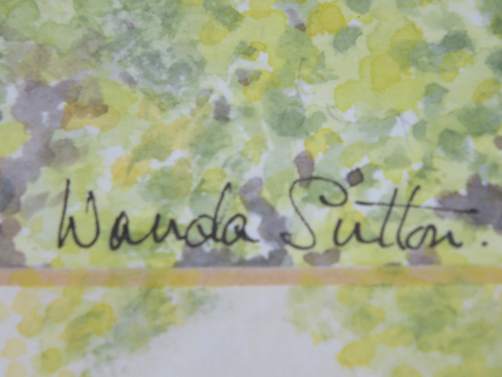 A pair of floral watercolours signed Wanda Sutton being Crocosmia and Gerbera, and Lillies, each - Image 3 of 4