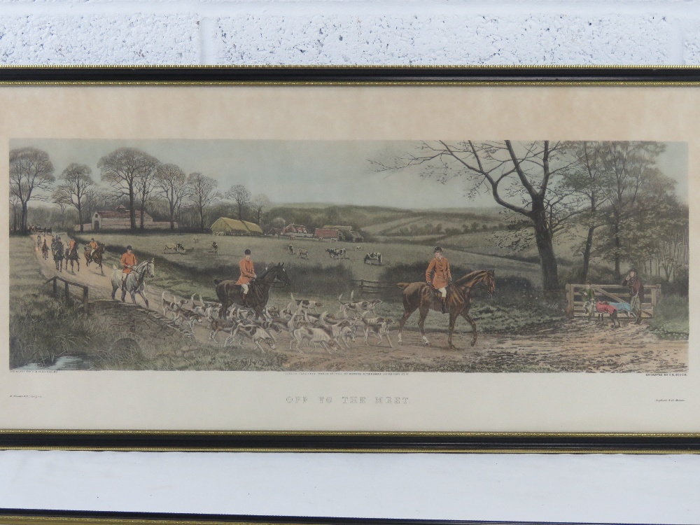 Four hunting themed hand coloured engravings, all in Hogarth frames, painted by E.A.S Douglas, - Image 2 of 8