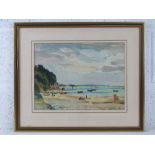 GHB (George) Holland (1901-1987), watercolour, unknown beach believed to be Studland Bay, sand