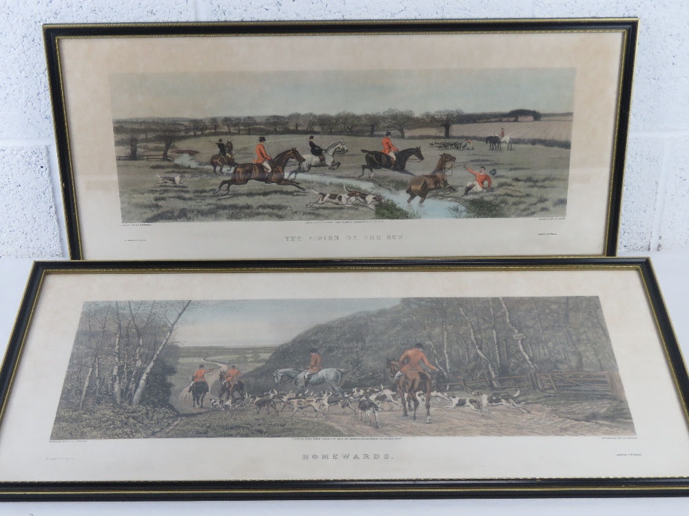 Four hunting themed hand coloured engravings, all in Hogarth frames, painted by E.A.S Douglas, - Image 6 of 8