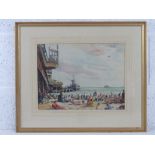 GHB (George) Holland (1901-1987), watercolour entitled verso 'Bournemouth' and depicting deck chairs