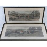 Four hunting themed hand coloured engravings, all in Hogarth frames, painted by E.A.S Douglas,