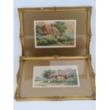 A pair of watercolours by J Hamilton entitled 'Cottage Nr Malpas, Cheshire' and 'Cottage Nr