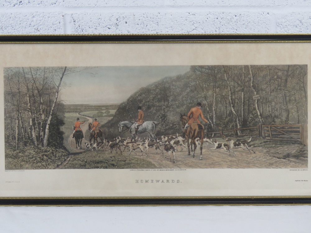 Four hunting themed hand coloured engravings, all in Hogarth frames, painted by E.A.S Douglas, - Image 8 of 8