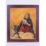 Oil on board; Indian pot maker, signed lower left Janette with inscription verso, sight size 48 x