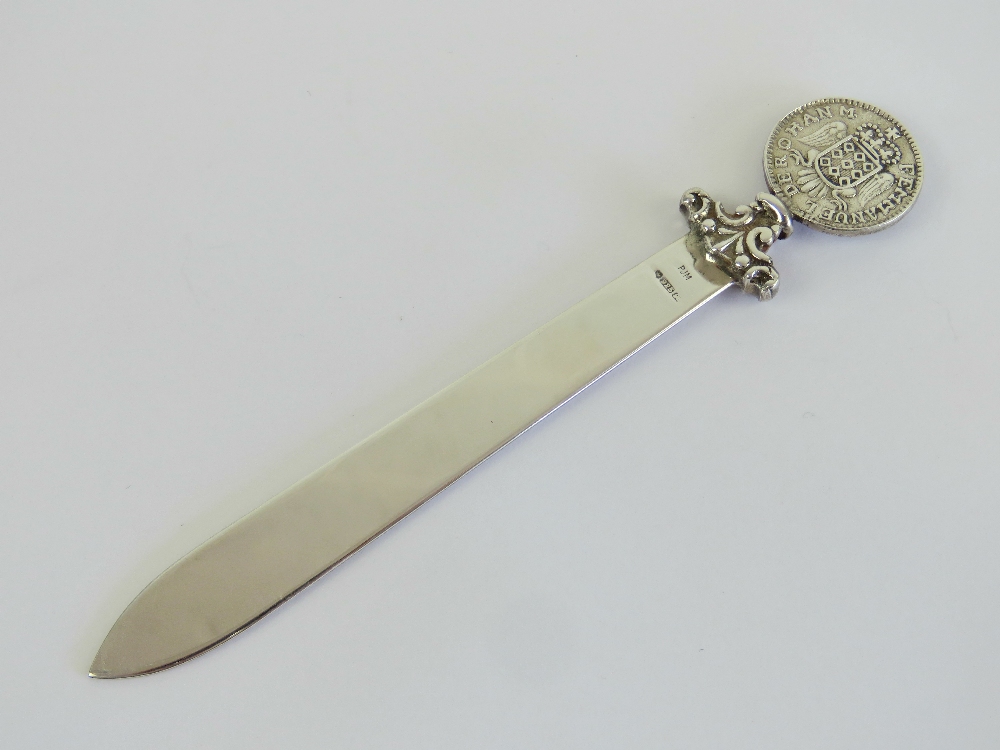 A silver Maltese Cross letter opener or page marker, the blade bearing 925 hallmark, the terminal - Image 2 of 4