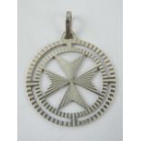 A large silver Maltese Cross pendant, having Malta 917 hallmark upon, 3.2cm dia.