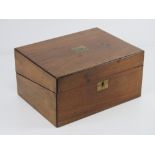 A Victorian mahogany writing box, lid lifting to reveal fitted compartment within, a/f, engraved