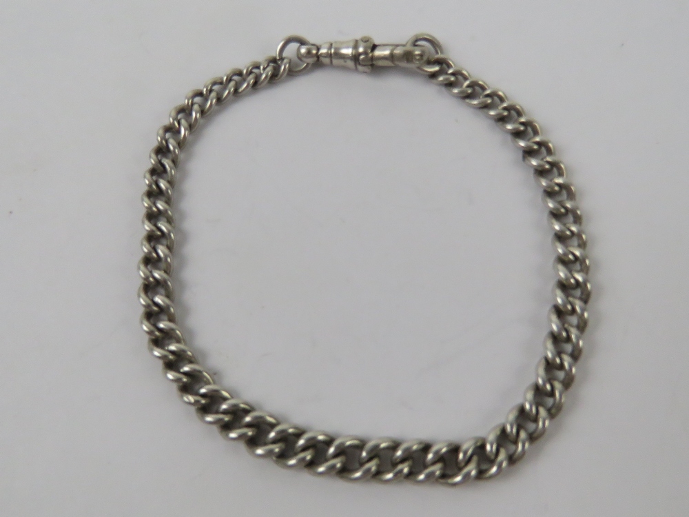 A HM silver graduated Albert chain having clasp upon, hallmarked throughout and weighing 13.2g.