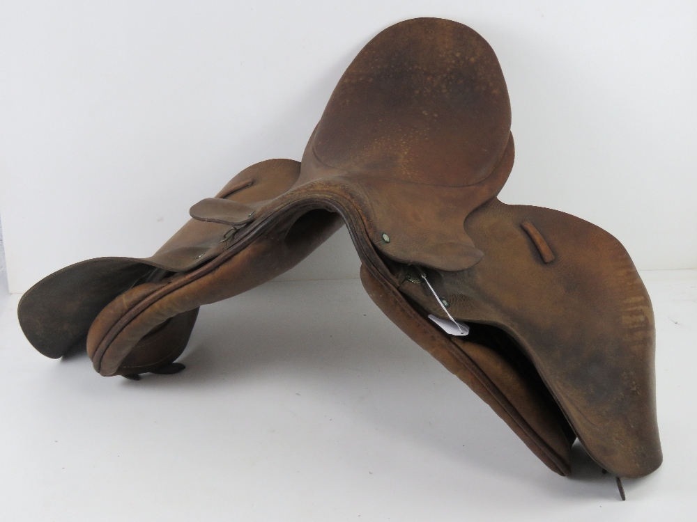 A handmade leather Horse Riding saddle made by Calcutt & Sons, approx size 17 3/4.