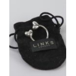 Links of London; a HM silver key chain with heart terminals, hallmarked London with Links of