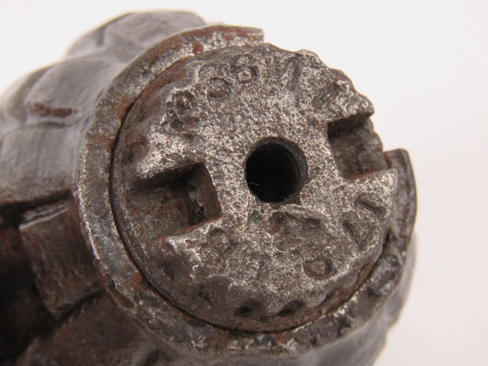 An inert WWI Mills No.36 grenade having cut away section for display, with spoon and pin. - Image 3 of 3