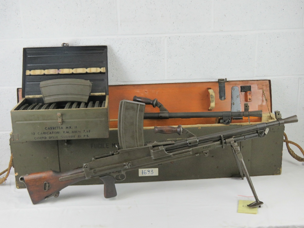 A deactivated Italian Breda Bren .30-06 Calibre Light Machine Gun.