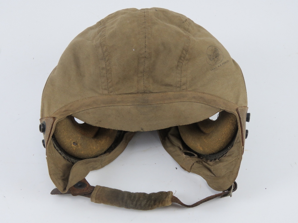 A US AN-H-15 soft flight helmet with chin strap. - Image 2 of 5