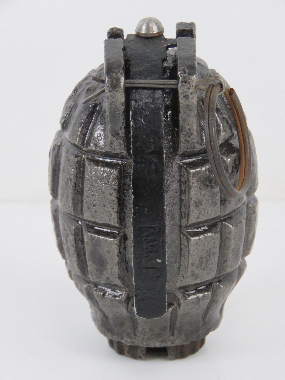 An inert WWI Mills No.36 grenade having cut away section for display, with spoon and pin. - Image 2 of 3