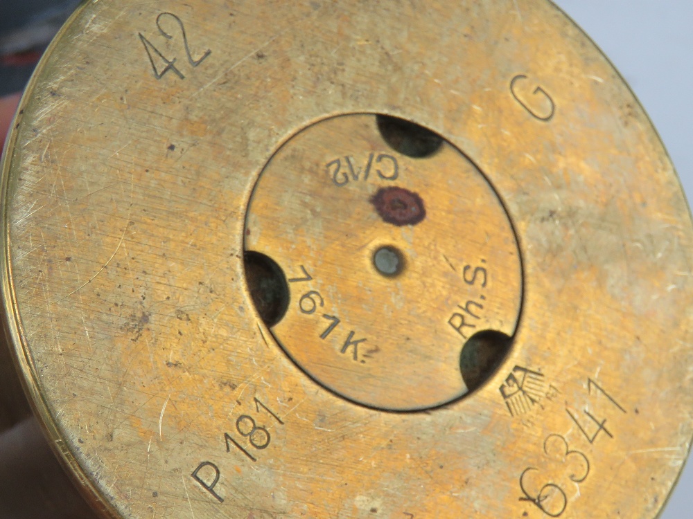 An inert WWII German LG18 75mm mountain gun round, dated 1942 and having marks upon. - Image 3 of 4