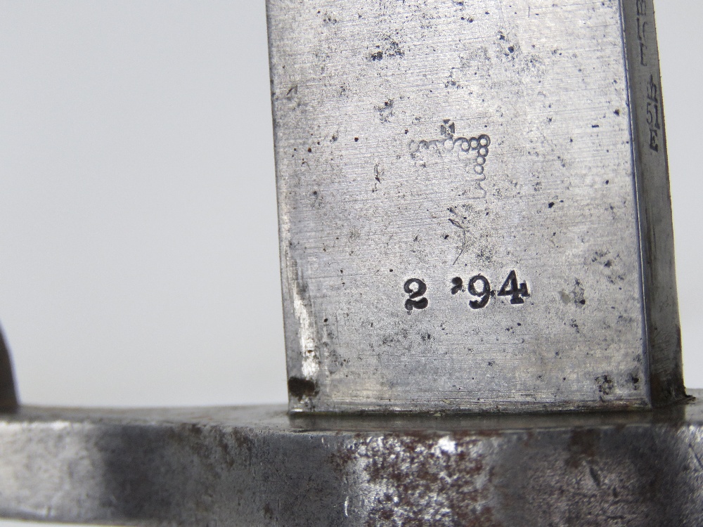 A Martini Henry sword bayonet with scabbard, dated 1894 with WD markings and numbered 10405. - Image 4 of 6