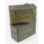 Two WWII US .50 cal ammo tins.