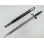 A Martini Henry sword bayonet with scabbard, dated 1894 with WD markings and numbered 10405.