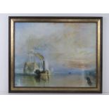 Print; Joseph Mallord William Turner 'The Fighting Temeraire' being towed for scrapping.
