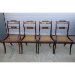 A set of four late 19thC rosewood dining chairs each with Berger seat support and having inlaid