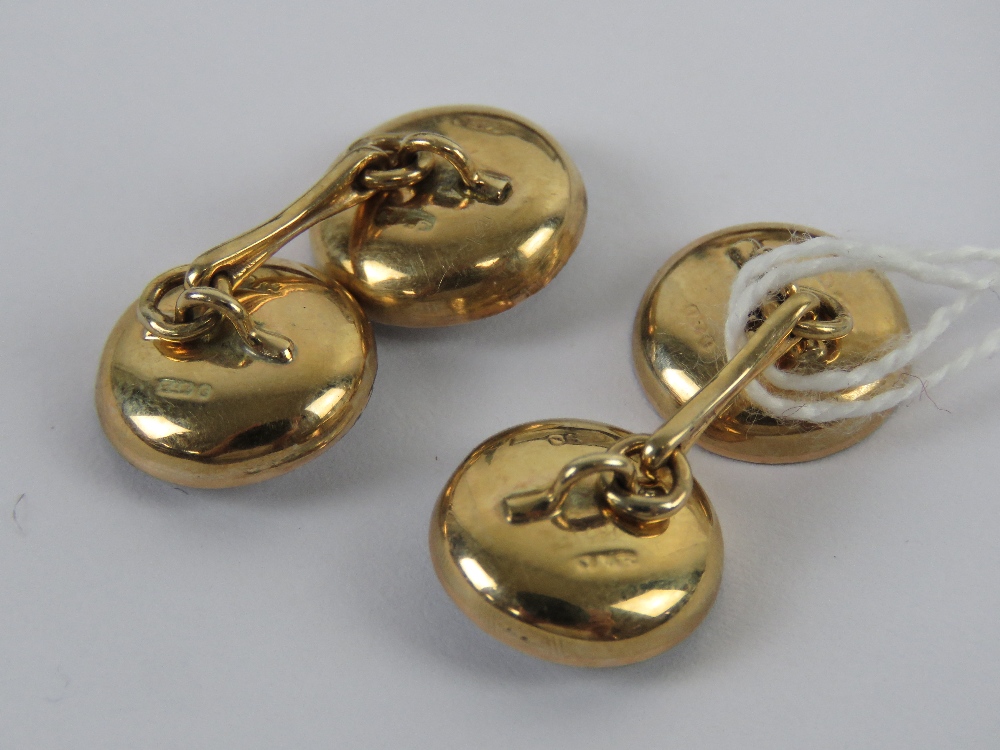 A pair of 9ct gold mother of pearl and seed pearl cuff links presented within Garrard & Co Ltd box, - Image 3 of 4