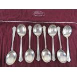 A set of eight HM silver soup spoons by William Hutton & Sons Ltd,