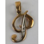 A 9ct gold pendant in the form of a 'P', stamped 375, 2cm inc bale.