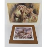 Two signed limited edition Mick Cawston prints of Weimaraners, the larger being No 566/850,