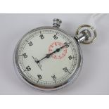 A French Selvia 11 jewel stopwatch, dials read 0-100 seconds and 0-30 minutes, c1930s.