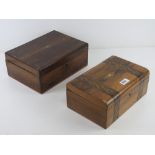 A 19th century Tunbridgeware lidded workbox a/f, 28cm wide.