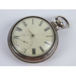 A HM silver pair cased key wind pocket watch having fusee movement numbered 8786,
