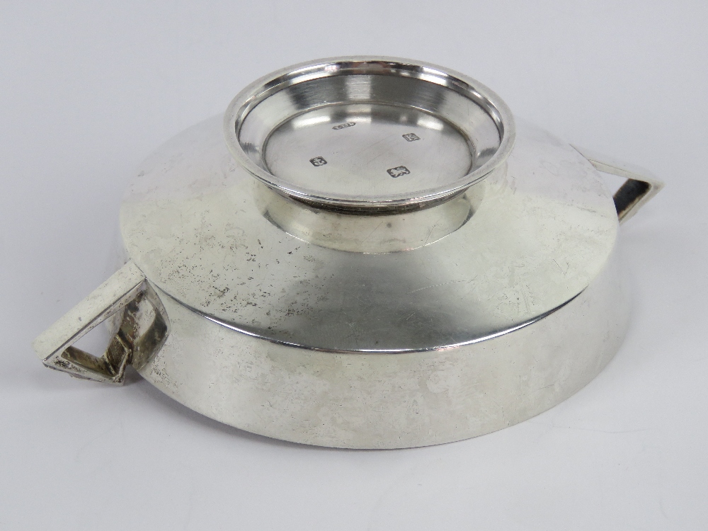 An Art Deco HM silver quaiche style single footed bowl having twin geometric side handles, - Image 3 of 3