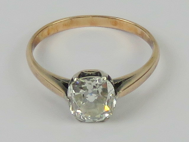 A superb 1.55ct solitaire cushion cut natural diamond ring having AnchorCert certificate (1.