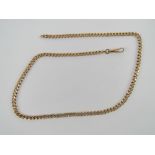 A 9ct rose gold watch chain, flattened curb link with clasp attached, hallmarked 375,