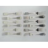 A set of twelve Victorian HM silver forks,